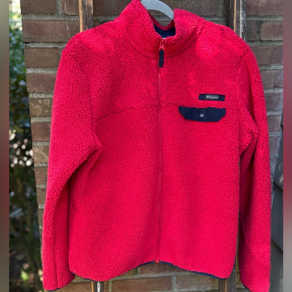 Columbia Woman’s Vibrant Red Sherpa Teddy Zip Up, XL